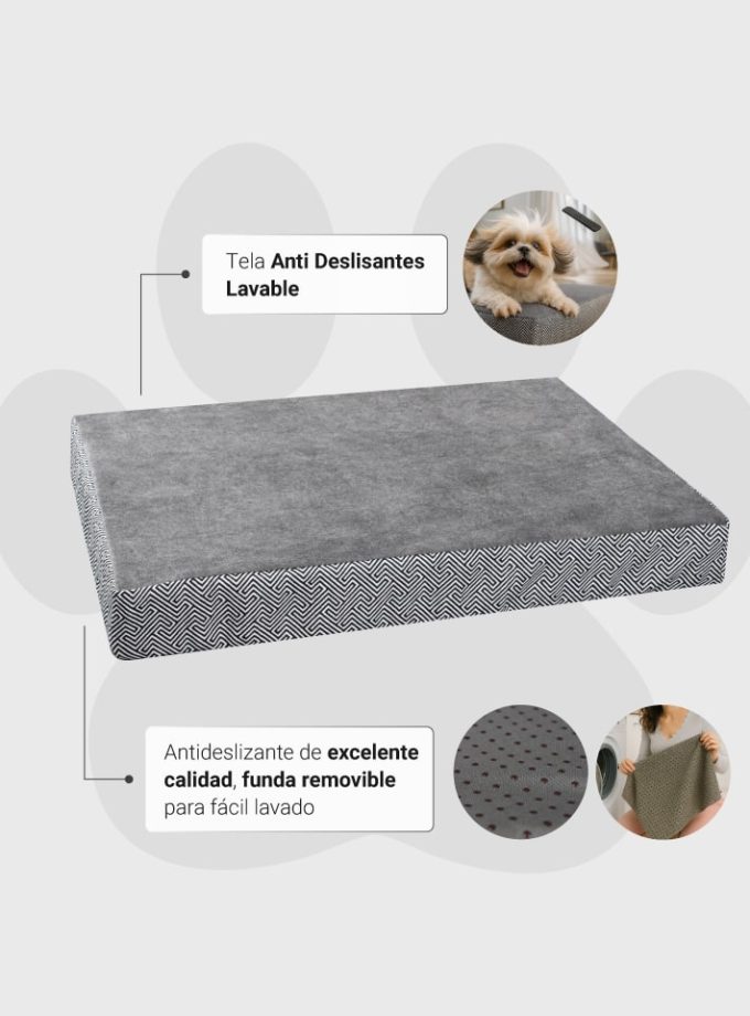 Cama Rectangular para Mascotas – Estilo Blanco y Negro Geométrico con Espuma Viscoelástica ZENSA®