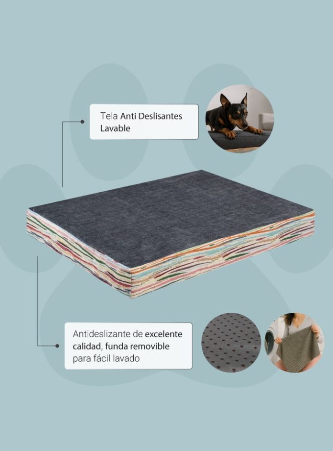 Cama Viscoelástica para Mascotas – Estilo Artístico con Superficie Gris Oscuro y ZENSA®