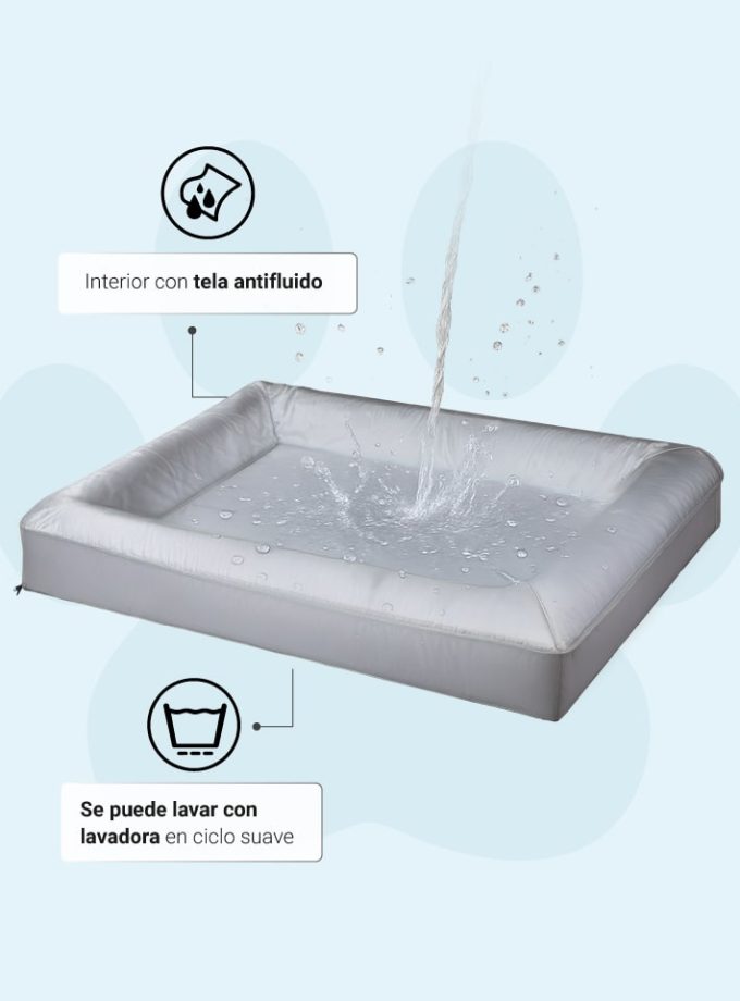 Cama Rectangular para Mascotas - Diseño Geométrico Blanco y Negro con Superficie Rosada y Espuma ZENSA®