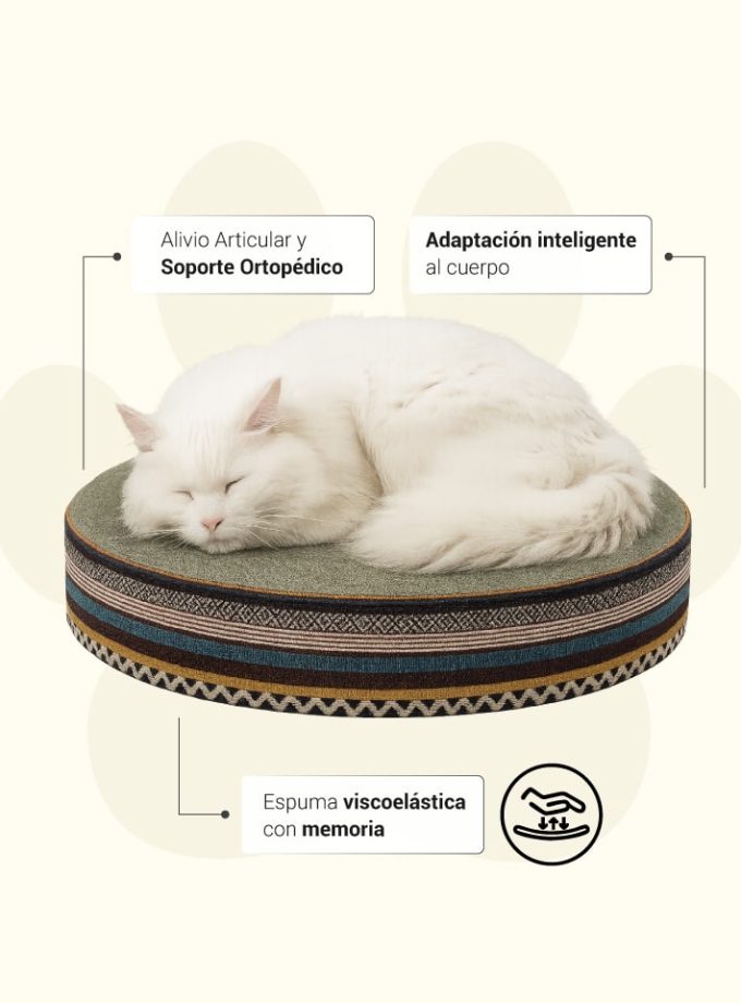 Cama Circular Precolombina para Mascotas. Diseño Cultural con Espuma ZENSA® y Antifluido