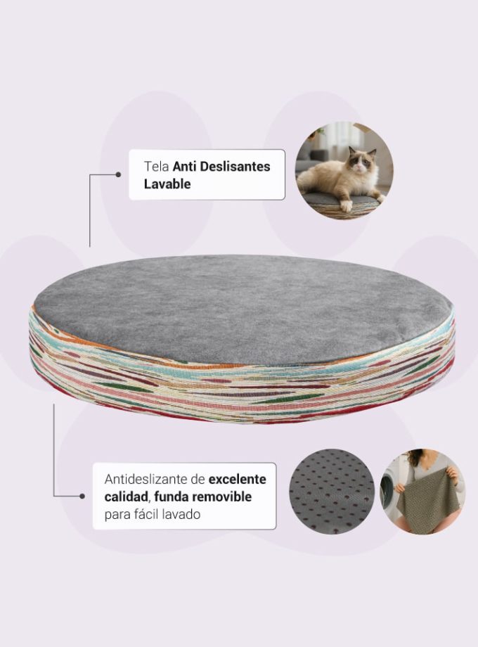 Cama Artística para Mascotas. Diseño en Blanco y Café con Memory Foam y Estilo Contemporáneo
