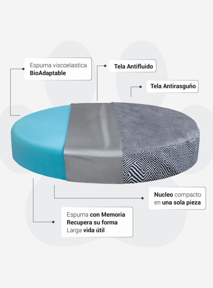 Cama Moderna para Perros y Gatos. Estilo Blanco y Negro Geométrico con Memory Foam ZENSA®