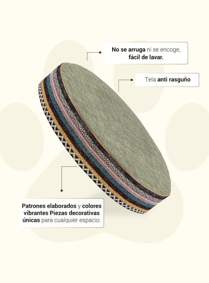 Cama Circular Precolombina para Mascotas. Diseño Cultural con Espuma ZENSA® y Antifluido