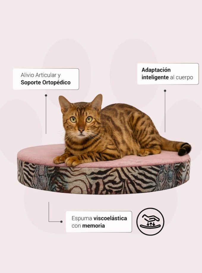 Cama para Mascotas con Estilo Animal Print y Rosa con Espuma Viscoelástica BioAdaptativa ZENSA®