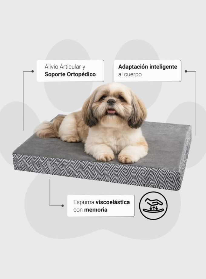 Cama Rectangular para Mascotas – Estilo Blanco y Negro Geométrico con Espuma Viscoelástica ZENSA®