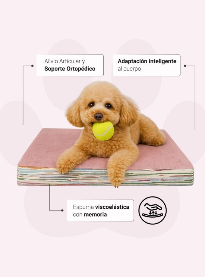Cama Rosa para Mascotas - Diseño Artístico con Espuma Viscoelástica BioAdaptativa ZENSA®