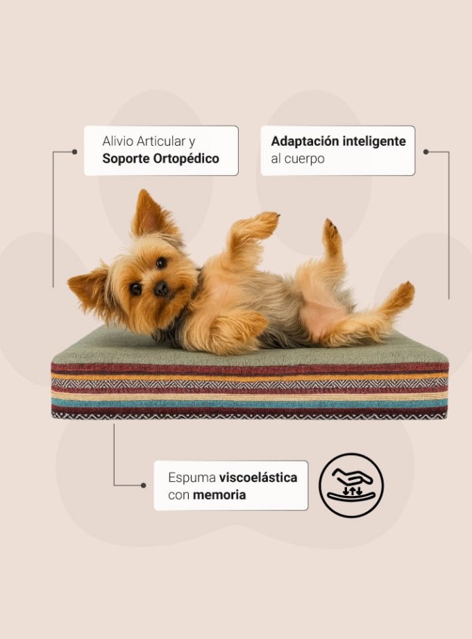 Cama Ortopédica para Mascotas – Diseño Precolombino con Superficie Verde Mate y Espuma ZENSA®