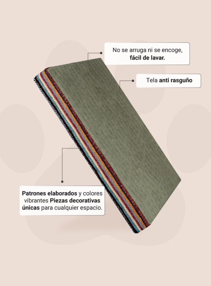Cama Ortopédica para Mascotas – Diseño Precolombino con Superficie Verde Mate y Espuma ZENSA®
