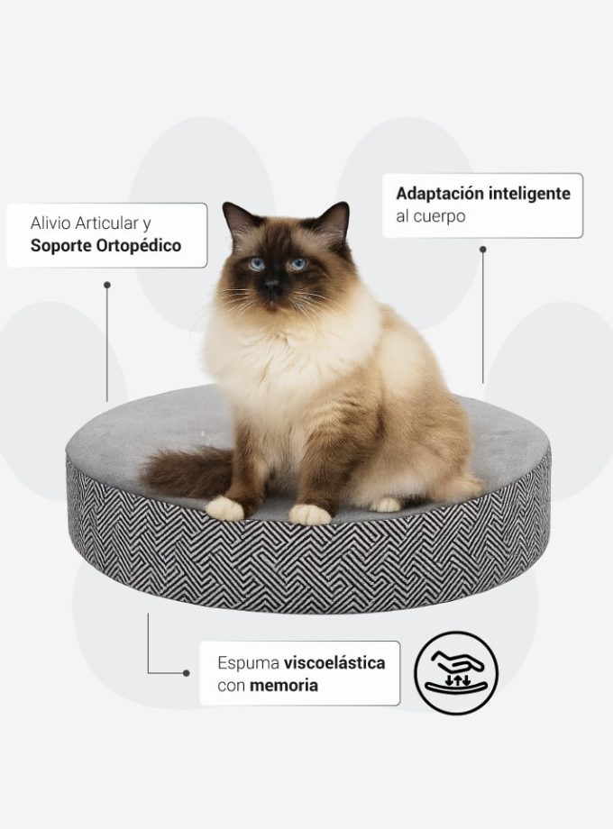 Cama Moderna para Perros y Gatos. Estilo Blanco y Negro Geométrico con Memory Foam ZENSA®