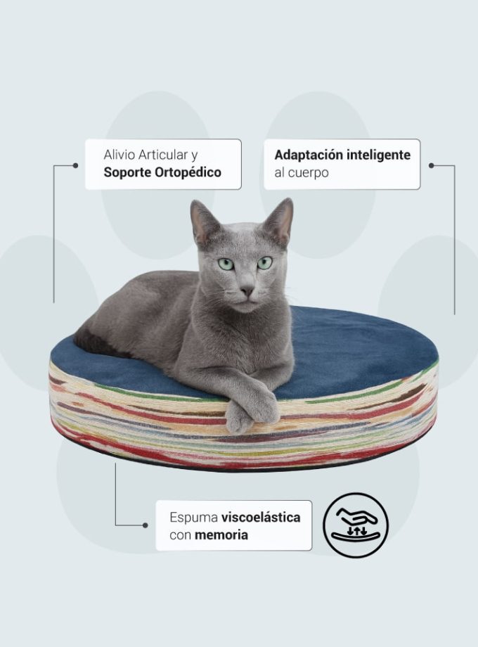 Cama Azul para Mascotas contorno Line. Diseño Moderno con Espuma Viscoelástica BioAdaptativa ZENSA®