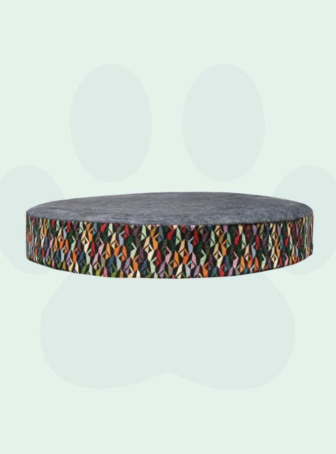 Cama Circular para Mascotas. Diseño Triángulos de Colores con Espuma Viscoelástica ZENSA®