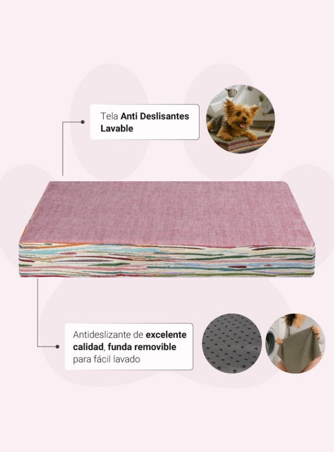 Cama Rosa para Mascotas - Diseño Artístico con Espuma Viscoelástica BioAdaptativa ZENSA®