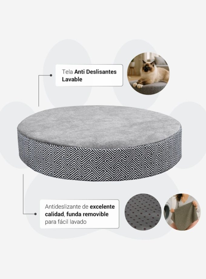 Cama Moderna para Perros y Gatos. Estilo Blanco y Negro Geométrico con Memory Foam ZENSA®