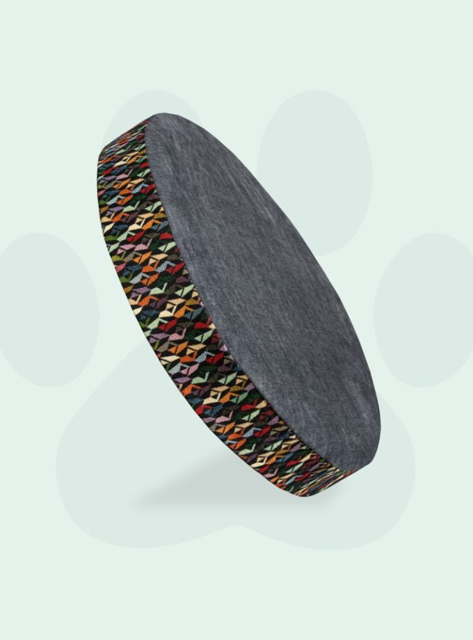 Cama Circular para Mascotas. Diseño Triángulos de Colores con Espuma Viscoelástica ZENSA®