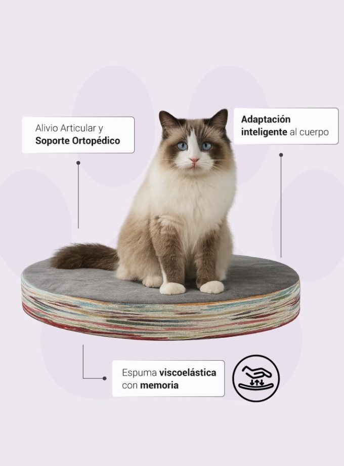 Cama Artística para Mascotas. Diseño en Blanco y Café con Memory Foam y Estilo Contemporáneo