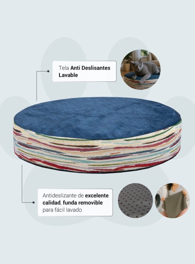 Cama Azul para Mascotas contorno Line. Diseño Moderno con Espuma Viscoelástica BioAdaptativa ZENSA®