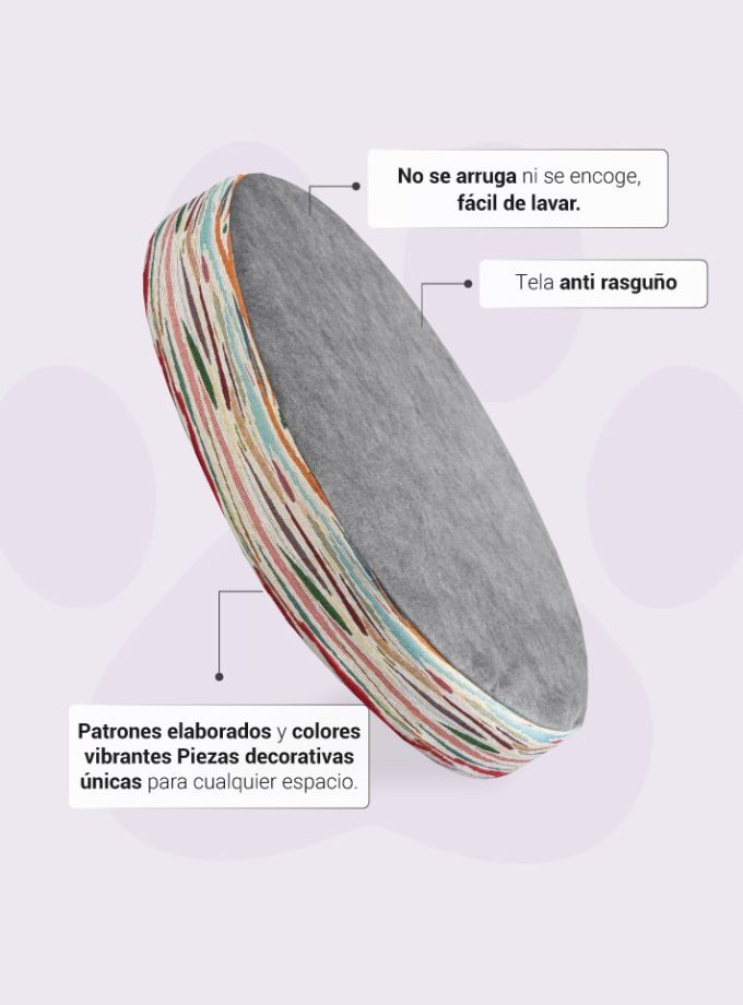Cama Artística para Mascotas. Diseño en Blanco y Café con Memory Foam y Estilo Contemporáneo