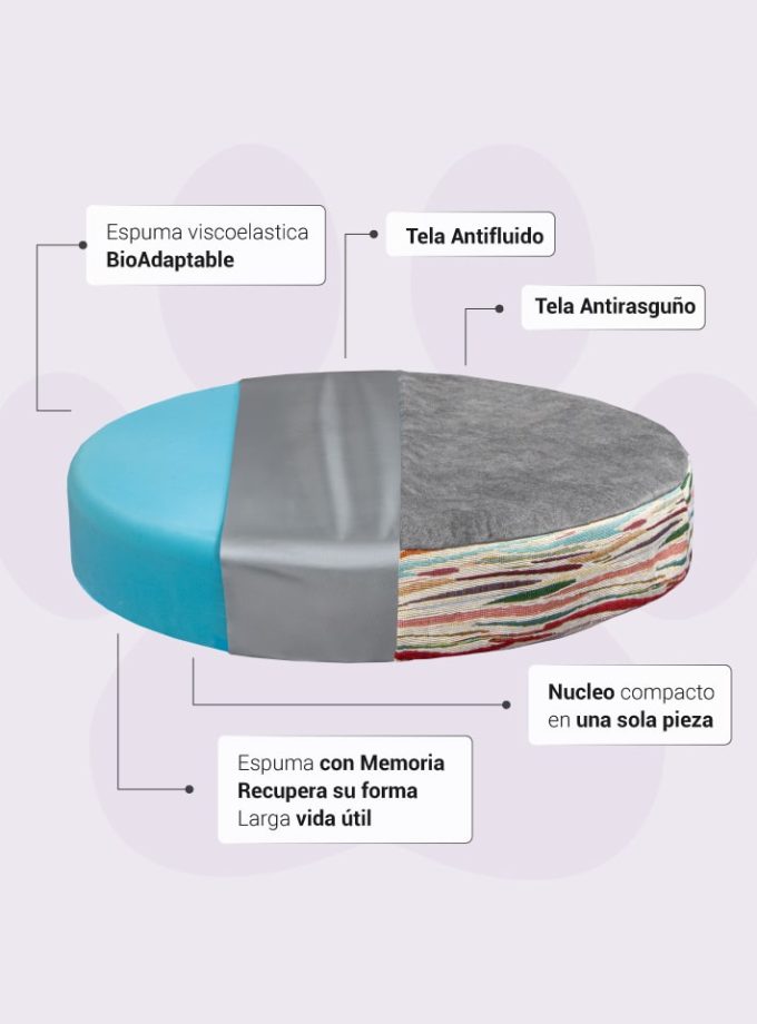 Cama Artística para Mascotas. Diseño en Blanco y Café con Memory Foam y Estilo Contemporáneo