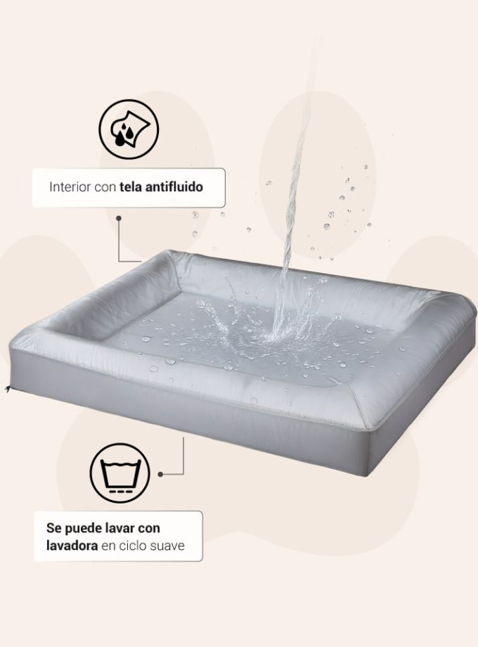 Cama Rectangular para Mascotas - Rosada con Contorno Curvo de Líneas Irregulares Neutras