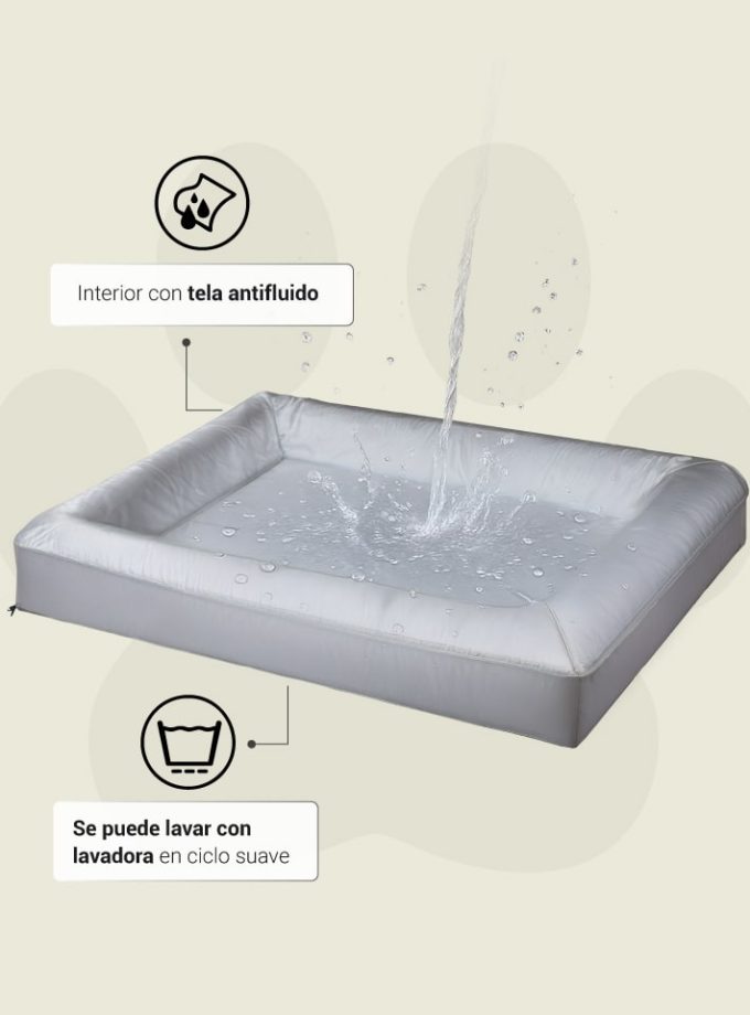 Cama Rectangular para Mascotas. Superficie Verde con Contorno Curvo de Líneas Irregulares Neutras