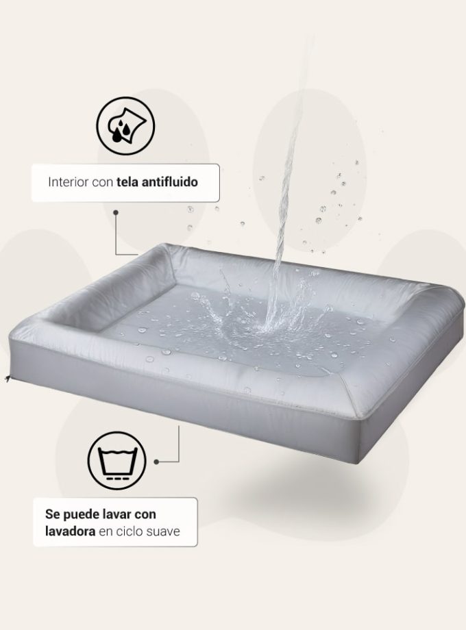 Cama Rectangular Gris Oscuro para Mascotas – Contorno con Diseño Irregular Neutro y Espuma ZENSA®