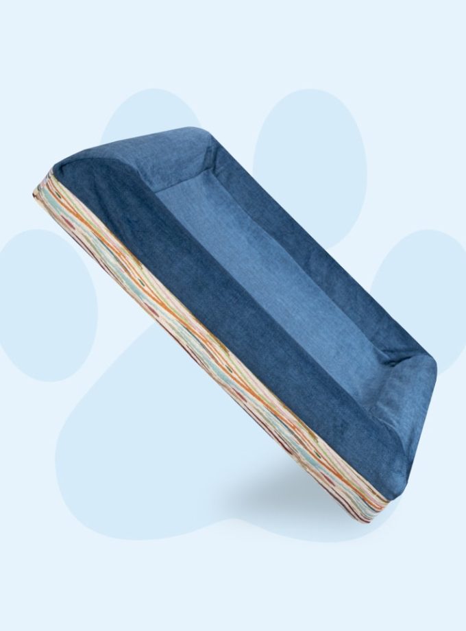 ama Rectangular Azul Oscuro para Mascotas – Contorno Curvo con Diseño de Líneas Neutras