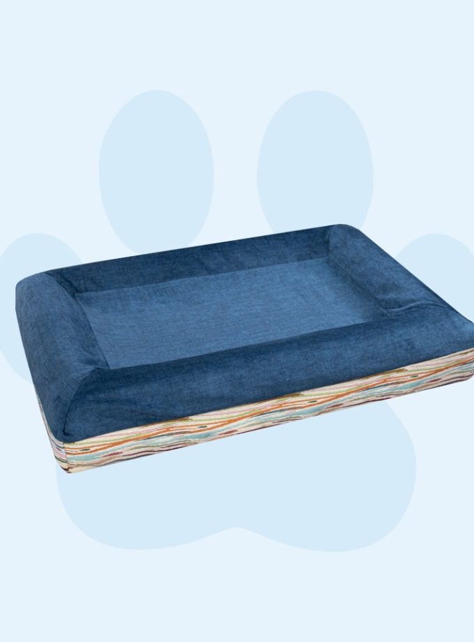 ama Rectangular Azul Oscuro para Mascotas – Contorno Curvo con Diseño de Líneas Neutras