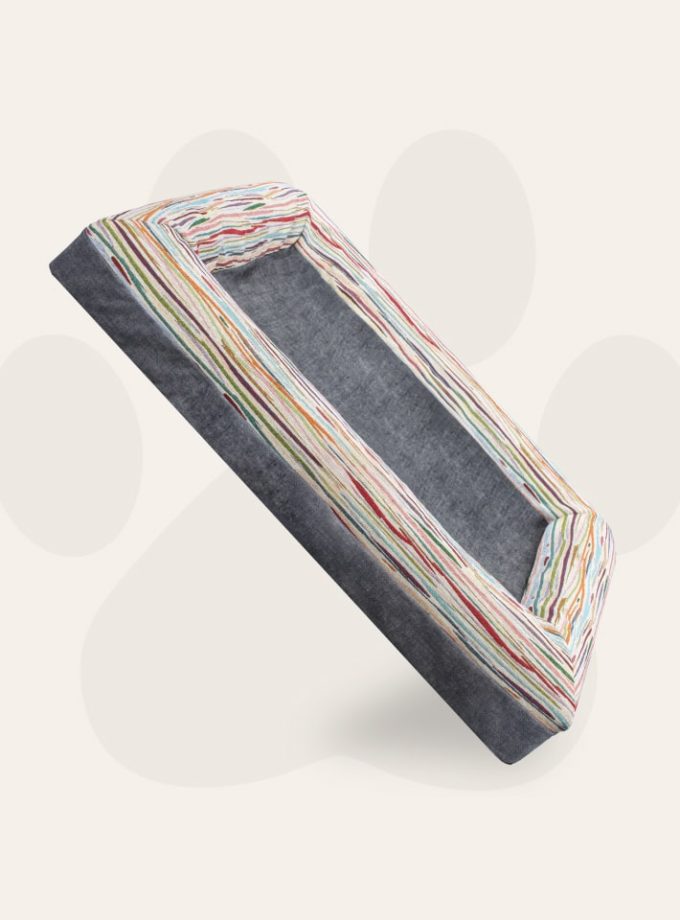 Cama Rectangular Gris Oscuro para Mascotas – Contorno con Diseño Irregular Neutro y Espuma ZENSA®