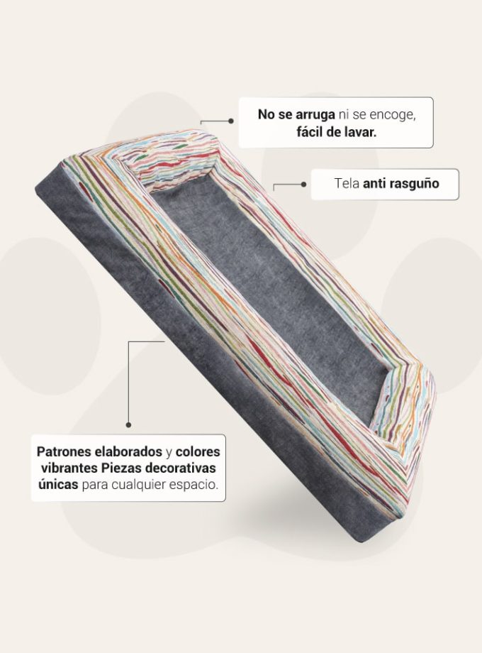 Cama Rectangular Gris Oscuro para Mascotas – Contorno con Diseño Irregular Neutro y Espuma ZENSA®
