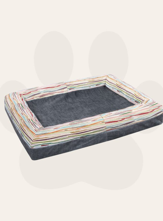 Cama Rectangular Gris Oscuro para Mascotas – Contorno con Diseño Irregular Neutro y Espuma ZENSA®