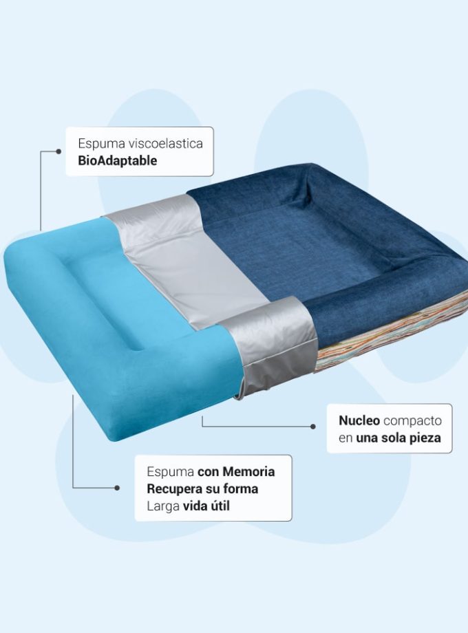 ama Rectangular Azul Oscuro para Mascotas – Contorno Curvo con Diseño de Líneas Neutras