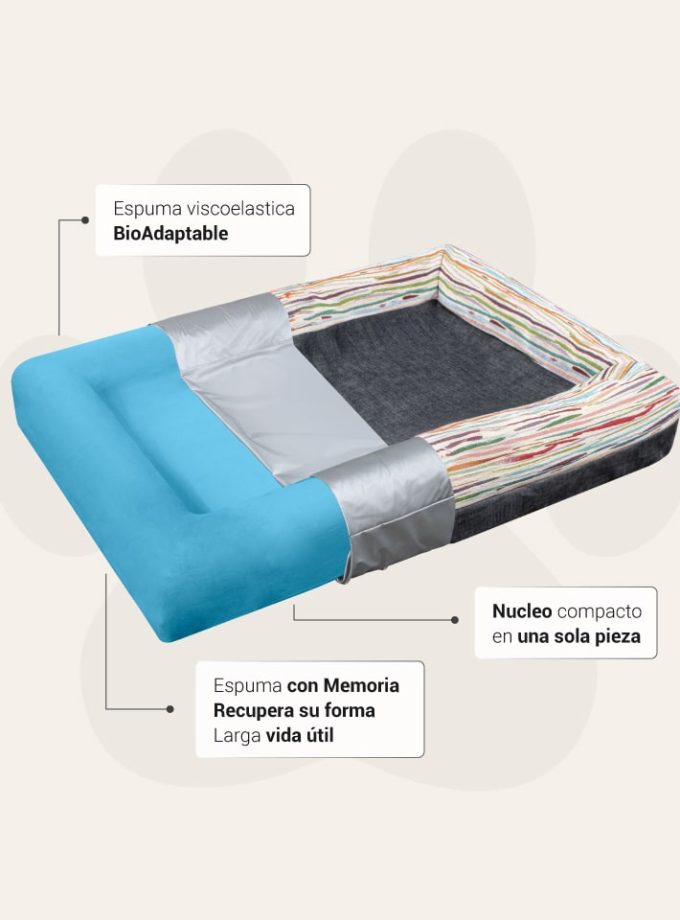 Cama Rectangular Gris Oscuro para Mascotas – Contorno con Diseño Irregular Neutro y Espuma ZENSA®